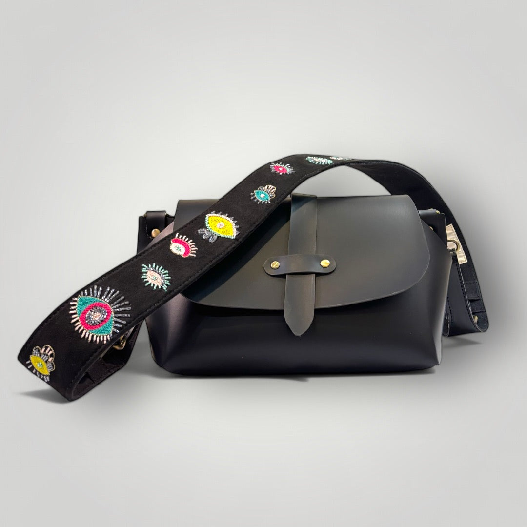 Black bag with Evil Eyes Strap